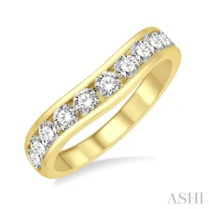 1 Ctw Round Cut Diamond Inlay Wedding Band in 14K Yellow Gold