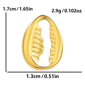 1 Piece 13 * 17mm 304 Stainless Steel 18K Gold Plated Shell Polished Pendant