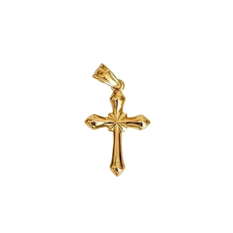 1 Piece 304 Stainless Steel Zircon 18K Gold Plated Cross Pendant