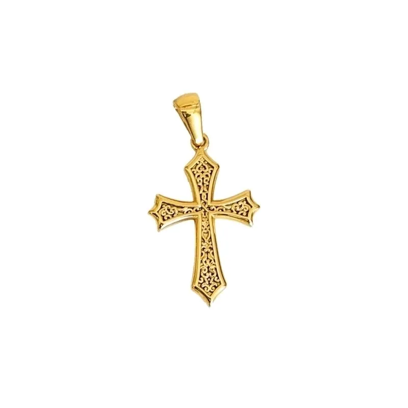 1 Piece 304 Stainless Steel Zircon 18K Gold Plated Cross Pendant