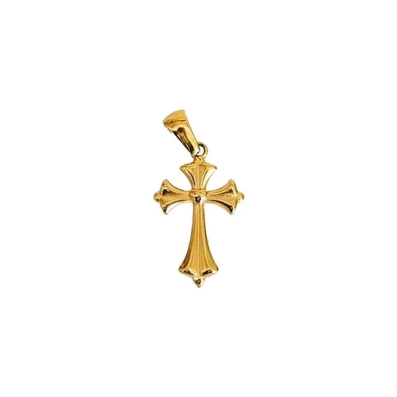 1 Piece 304 Stainless Steel Zircon 18K Gold Plated Cross Pendant