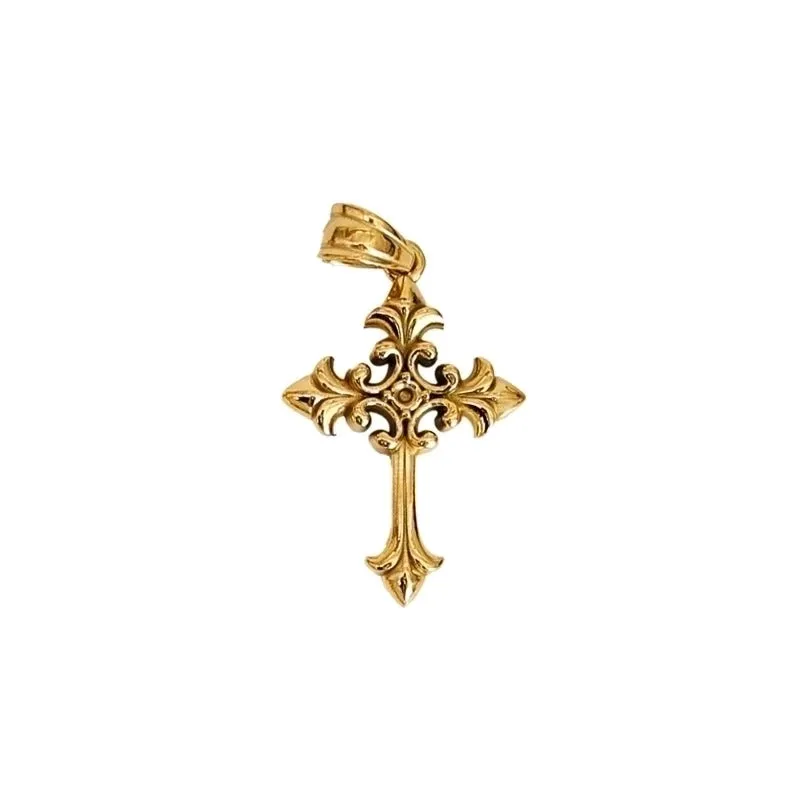 1 Piece 304 Stainless Steel Zircon 18K Gold Plated Cross Pendant