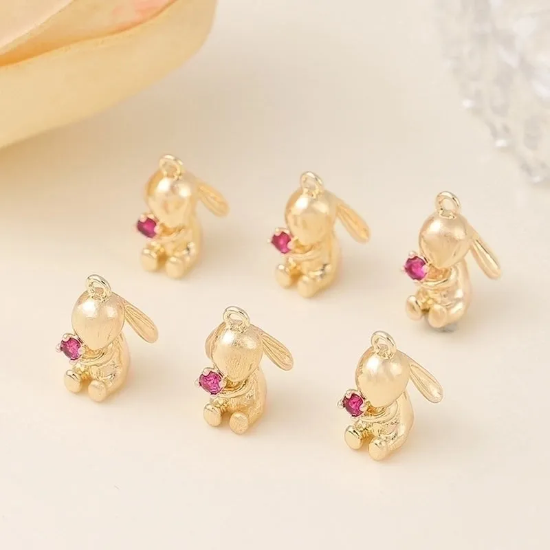 1 Piece Cute Simple Style Rabbit Copper Plating Inlay Pendant Jewelry Accessories