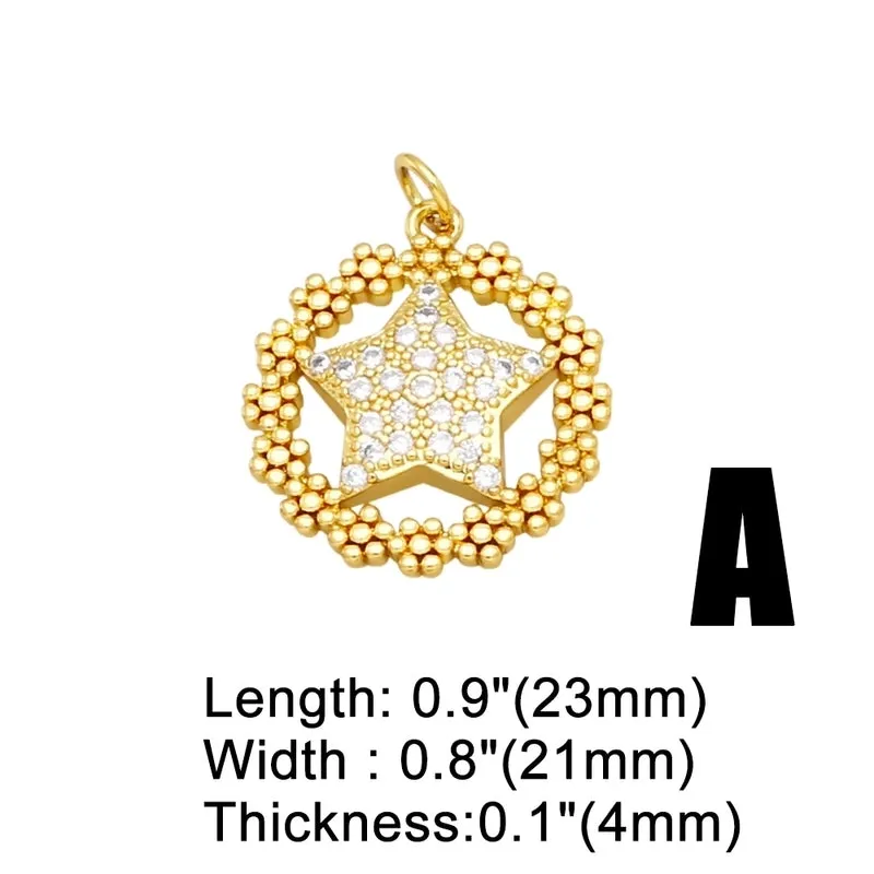 1 Piece Fashion Simple Style Pentagram Star Copper Plating Inlay Zircon 18k Gold Plated Pendants Jewelry Accessories