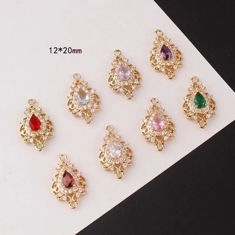 1 Piece Simple Style Water Droplets Copper Inlay Connector Jewelry Accessories