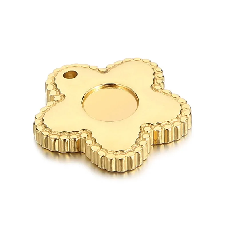 1 Piece Stainless Steel 18K Gold Plated Flower