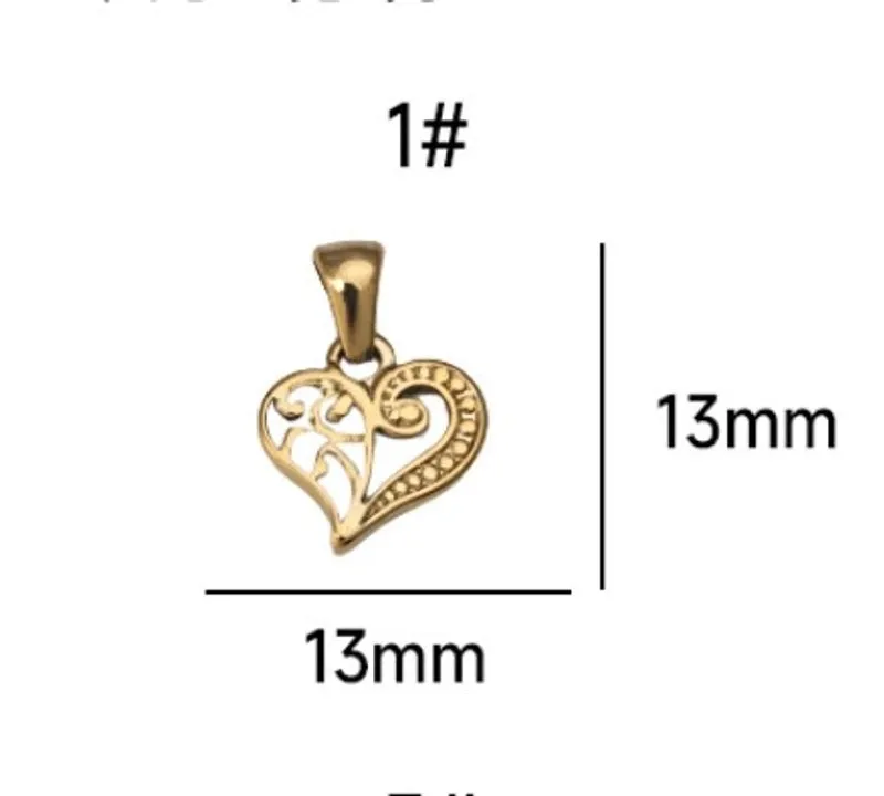 1 Piece Titanium Steel Heart Shape Flower Pendant