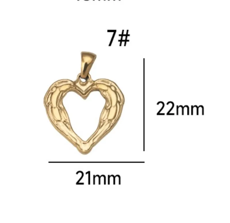 1 Piece Titanium Steel Heart Shape Flower Pendant