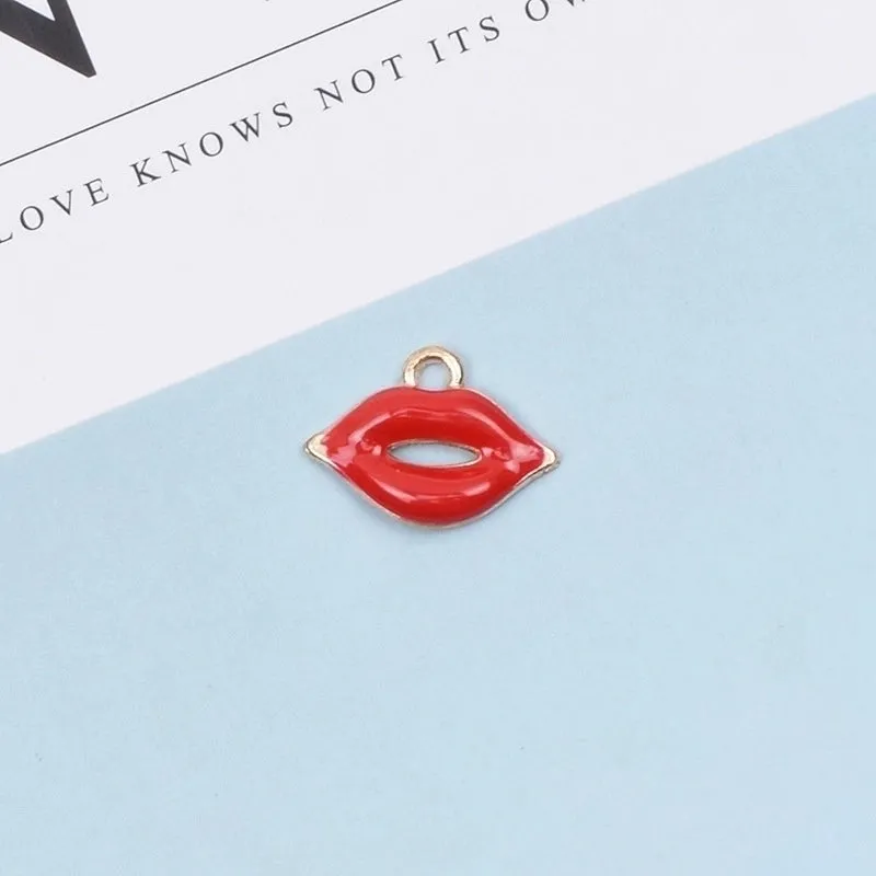 10 Pcs/package Simple Style Lips Alloy Enamel Jewelry Accessories