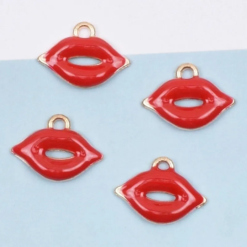 10 Pcs/package Simple Style Lips Alloy Enamel Jewelry Accessories