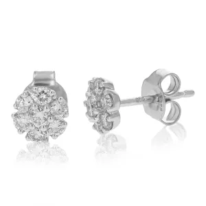 1/2 cttw Flower Lab Grown Diamond Stud Earrings Sterling Silver