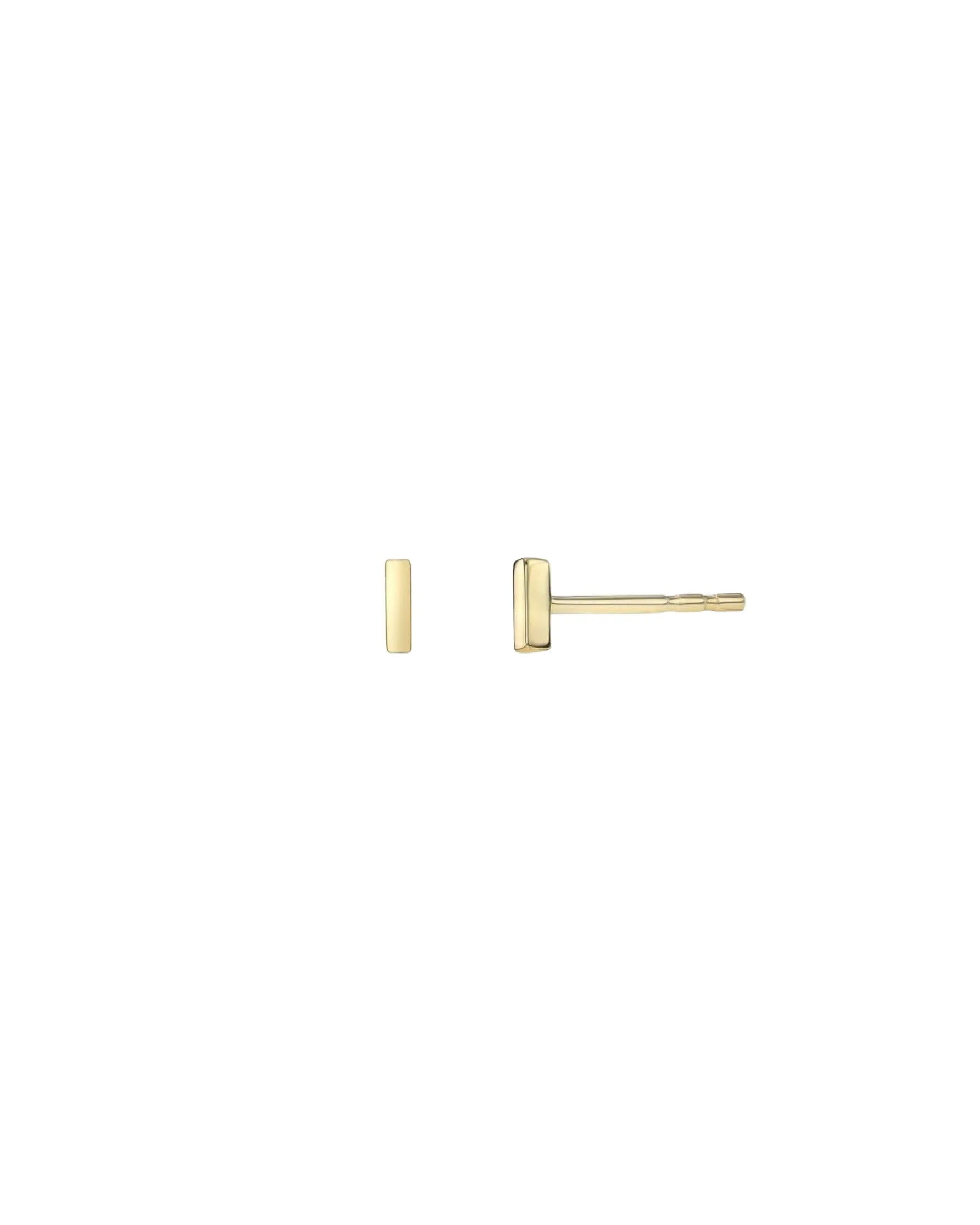 14k Gold Mini Bar Stud Earrings