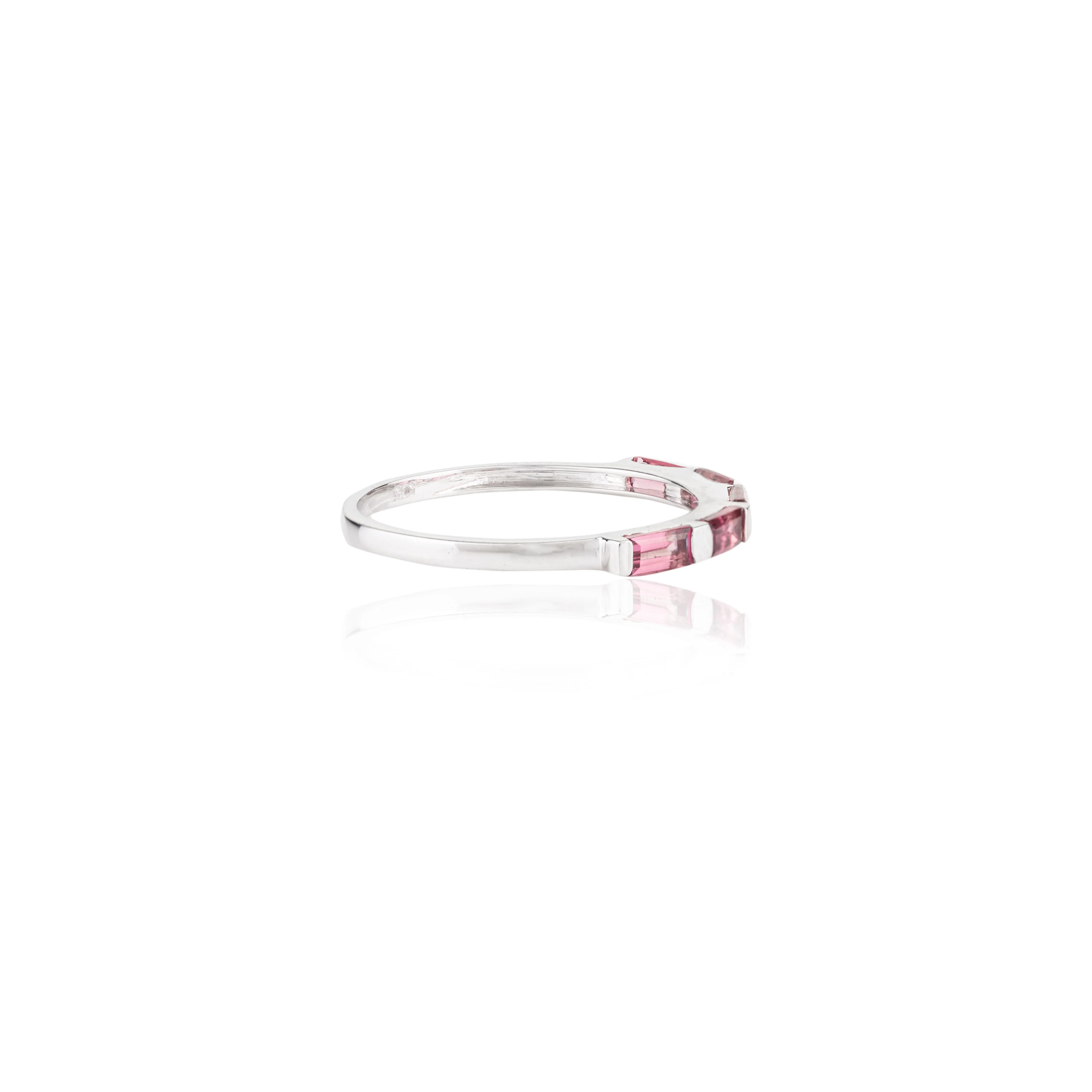 14K Gold Tourmaline Baguette Cut Dainty Band