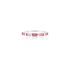 14K Gold Tourmaline Baguette Cut Dainty Band