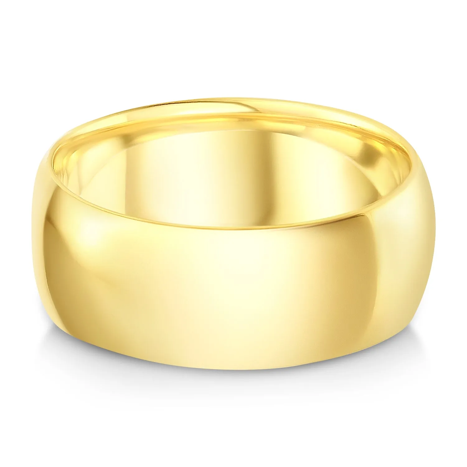 14k Solid Gold 8mm Plain Standard Classic Fit Traditional Wedding Band Ring