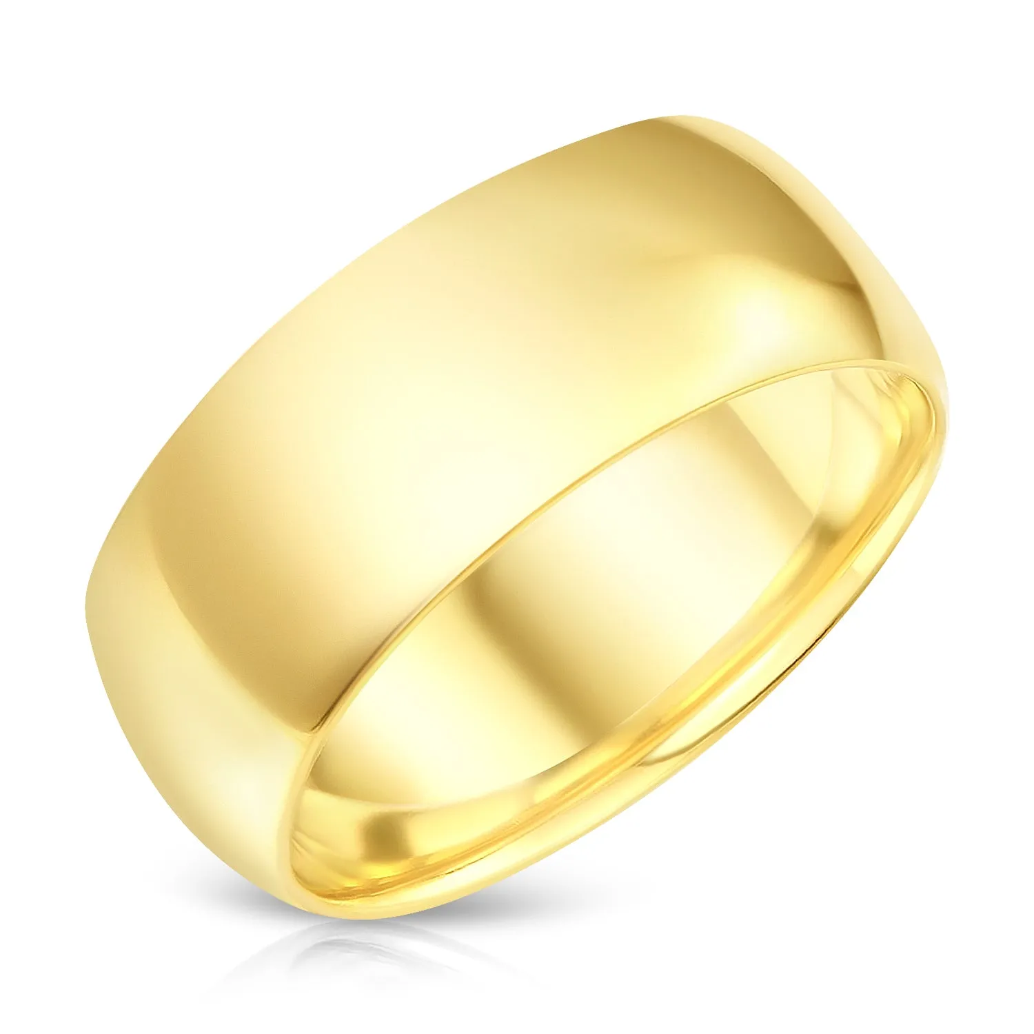 14k Solid Gold 8mm Plain Standard Classic Fit Traditional Wedding Band Ring