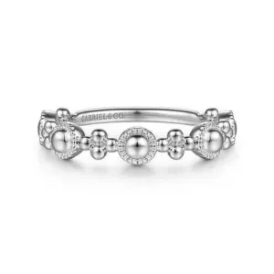 14K White Gold Bujukan Station Delicate Stackable Ring