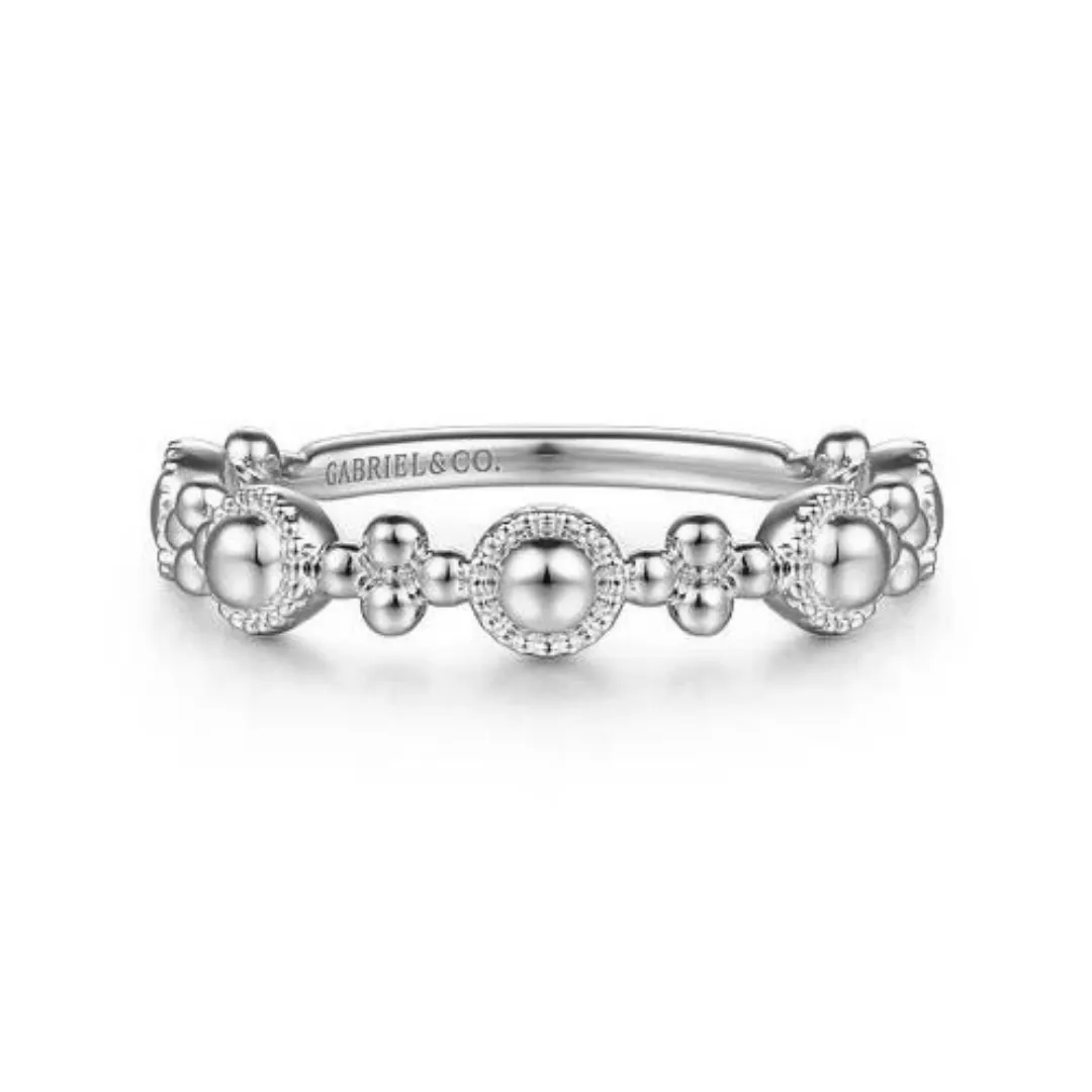 14K White Gold Bujukan Station Delicate Stackable Ring