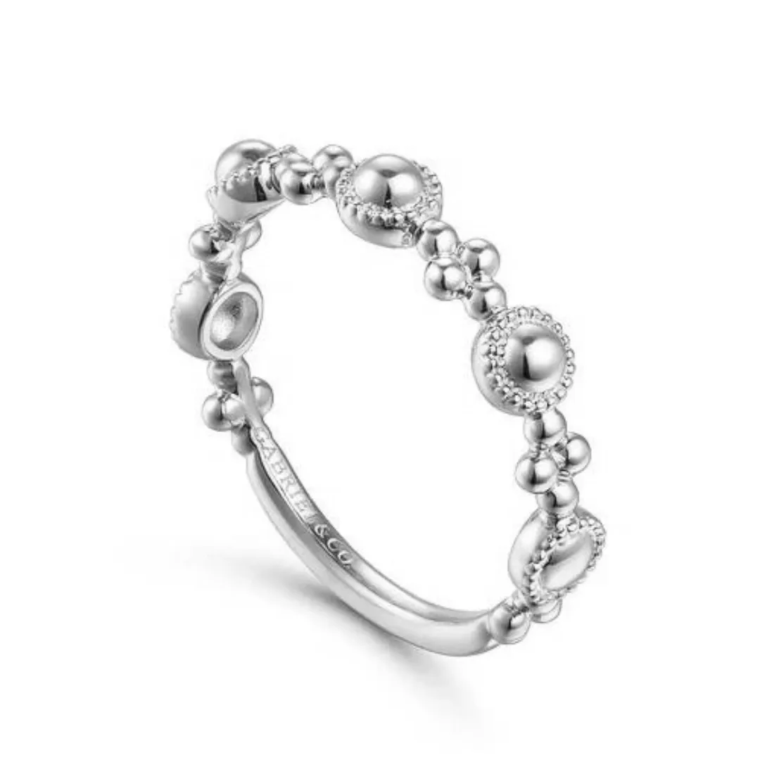 14K White Gold Bujukan Station Delicate Stackable Ring