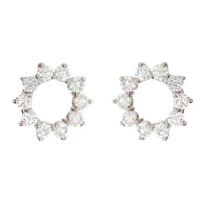 14k White Gold Diamond Sun Earrings