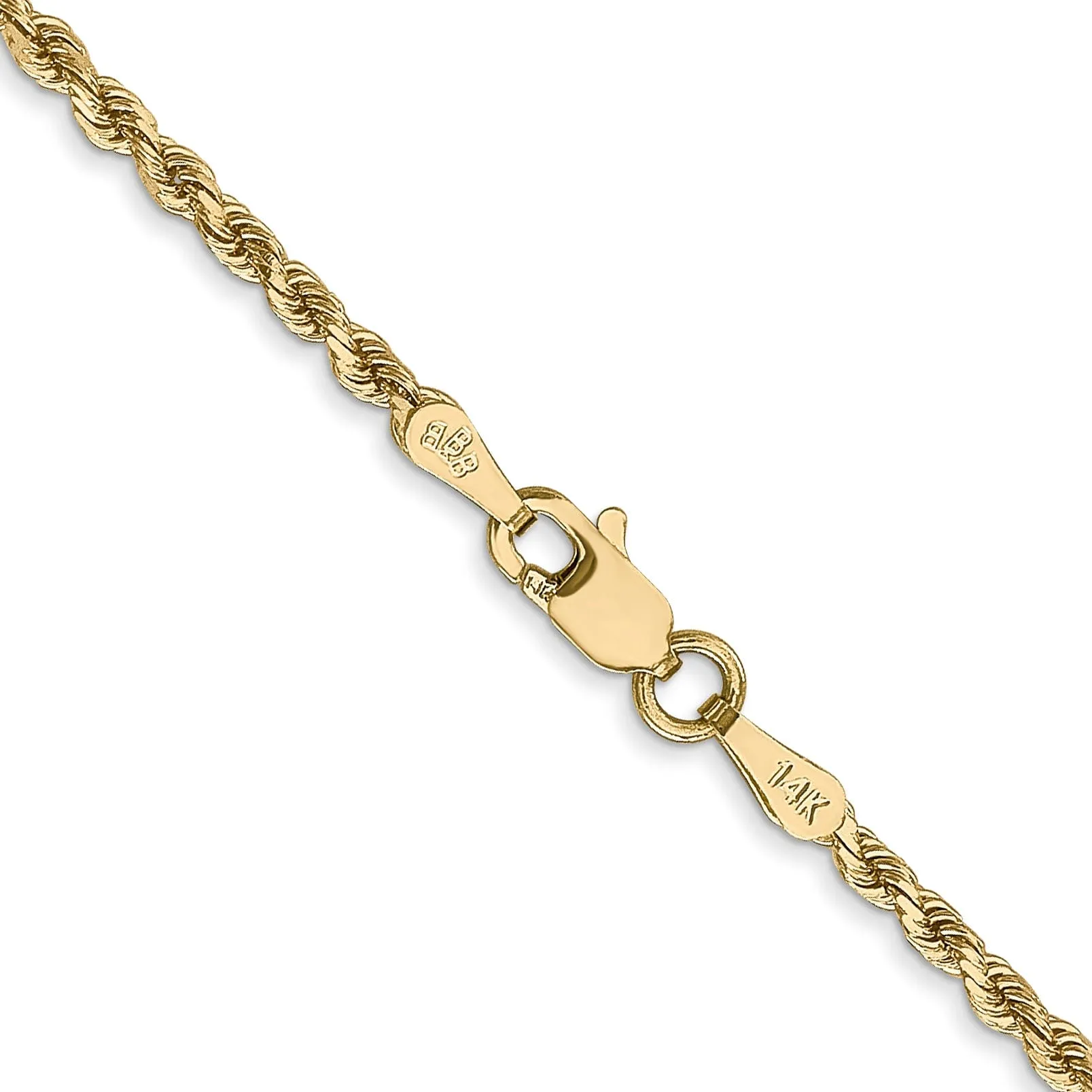 14k Yellow Gold 2.00mm Diamond Cut Rope Chain