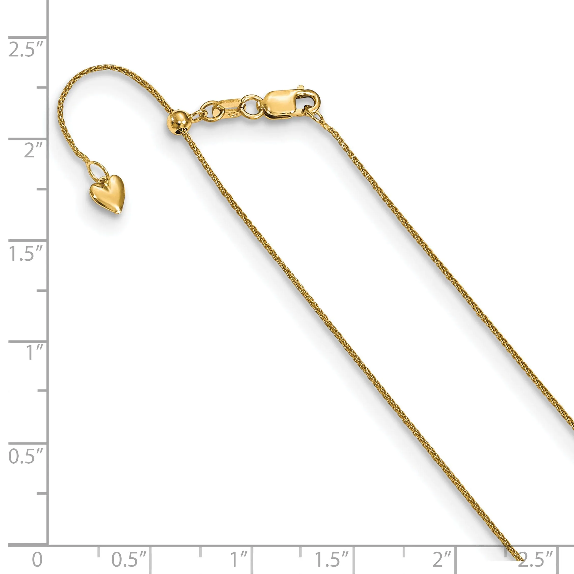 14k Yellow Gold Adjustable .85mm Wheat Chain