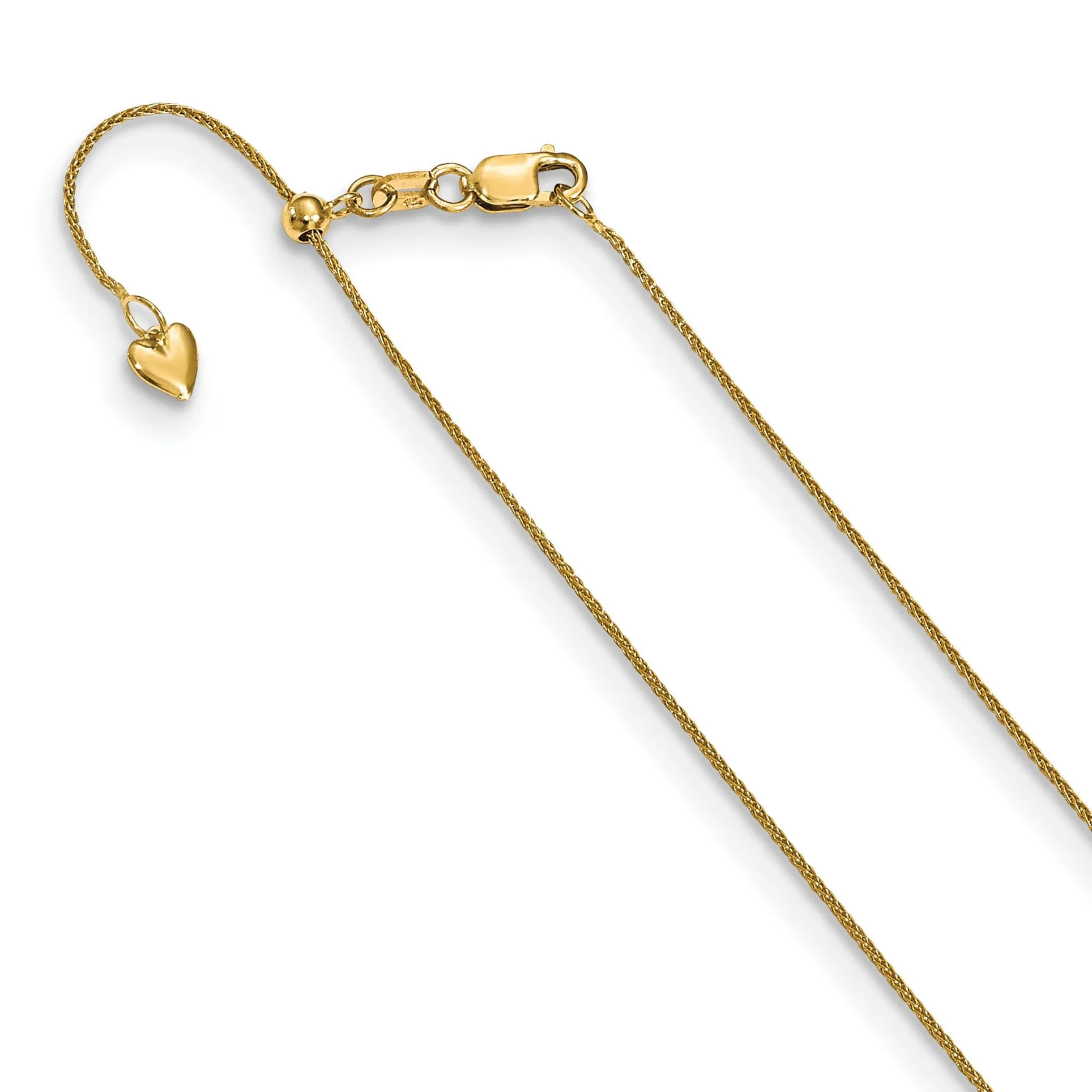 14k Yellow Gold Adjustable .85mm Wheat Chain