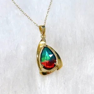 14K Yellow Gold Ammolite Pendant