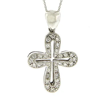 14KW Diamond Round Cross Pendant