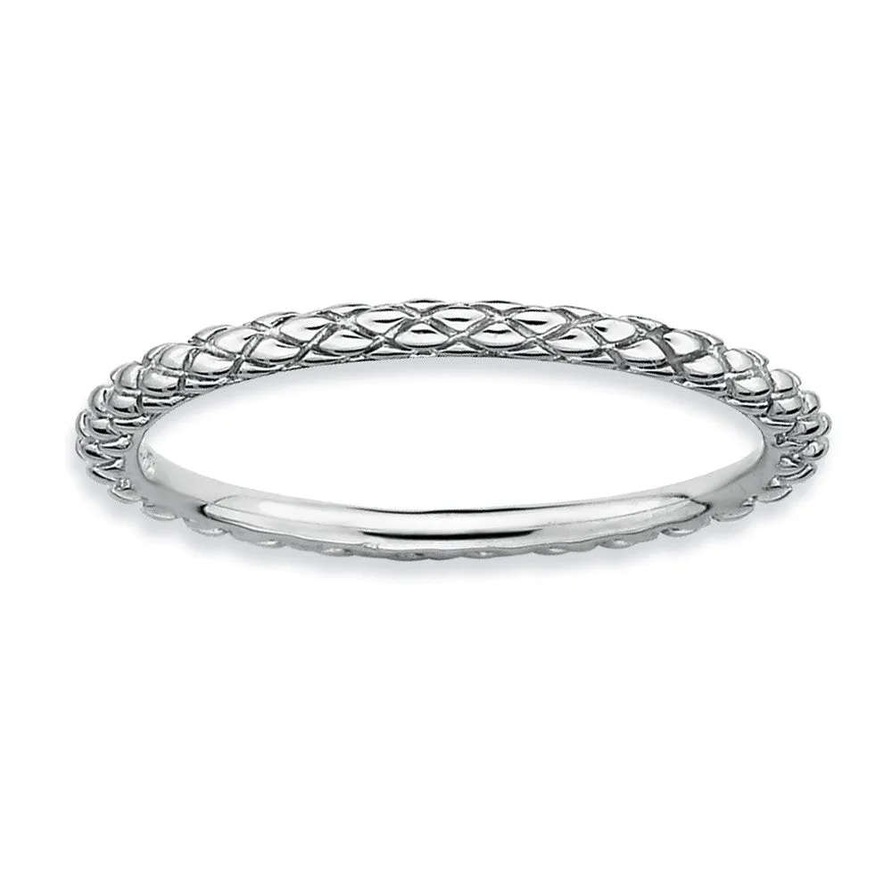 1.5mm Stackable Sterling Silver Crisscross Band