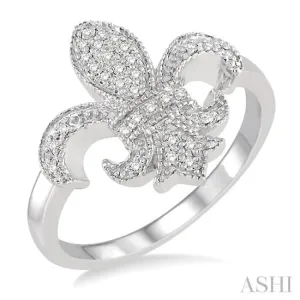 1/6 Ctw Round Cut Diamond Fleur De Lis Ring in 10K White Gold