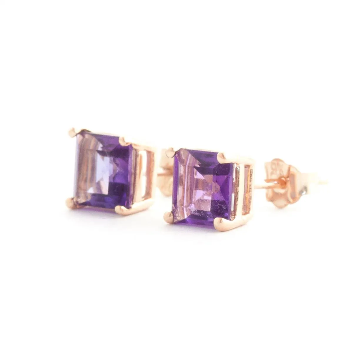 1.75 Carat 14K Solid Rose Gold Sparkle Amethyst Stud Earrings