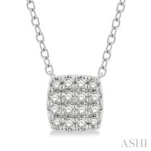 1/8 Ctw Cushion Shape Round Cut Diamond Petite Fashion Pendant With Chain in 10K White Gold