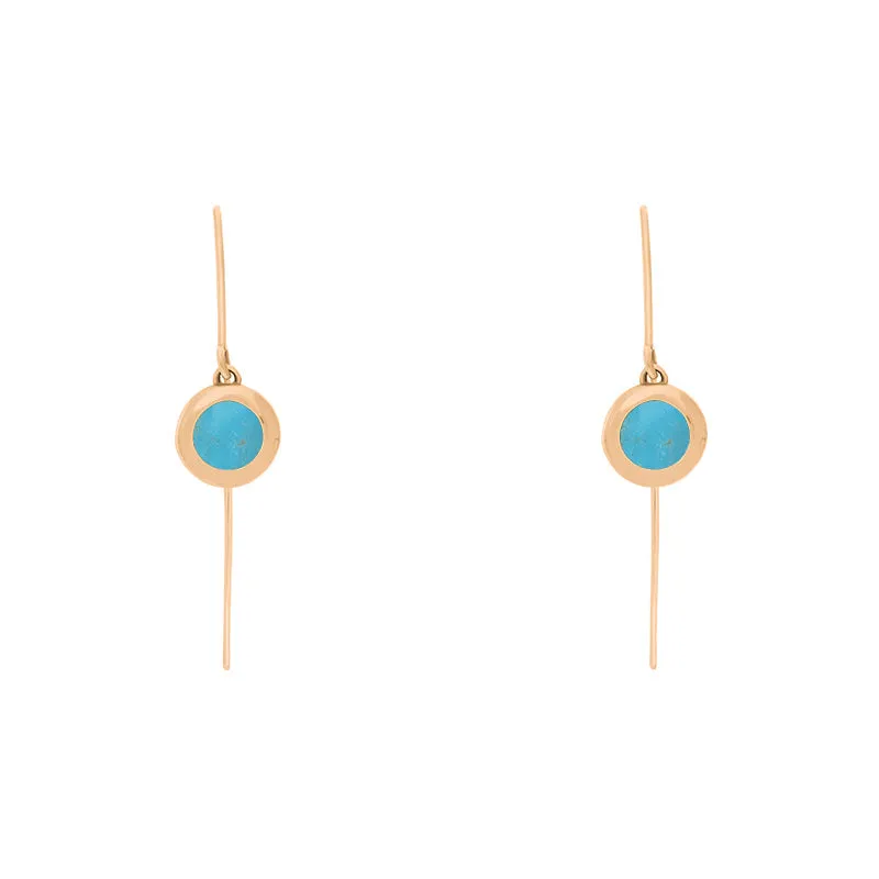 18ct Rose Gold Turquoise Star Disc Drop Earrings