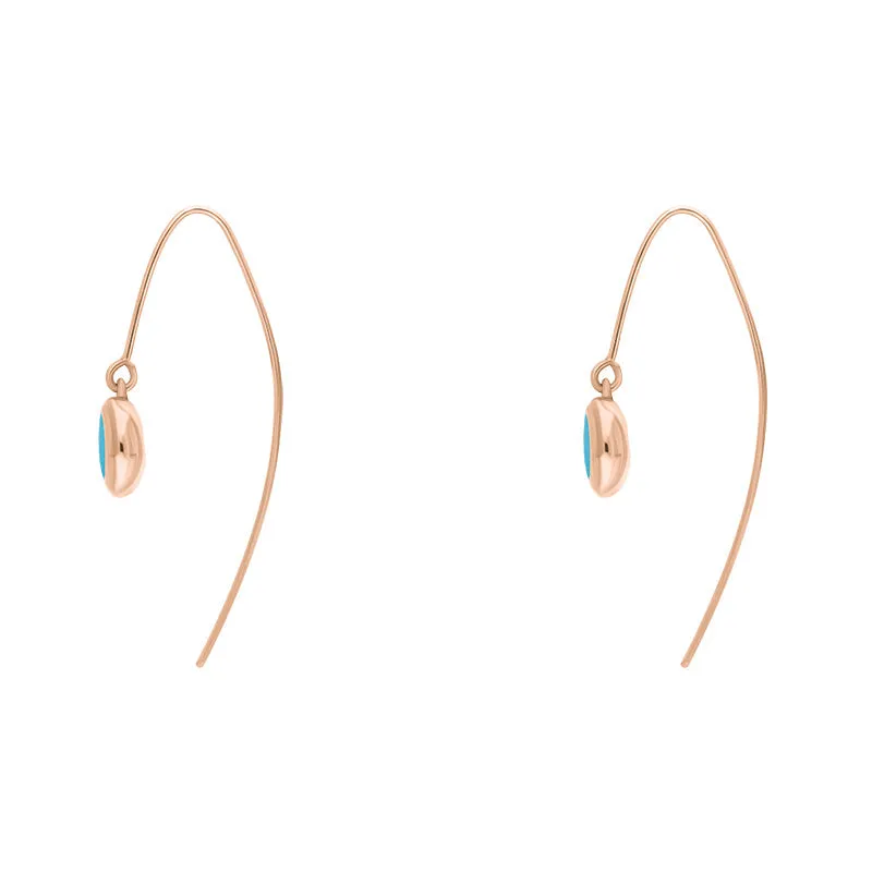 18ct Rose Gold Turquoise Star Disc Drop Earrings