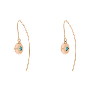 18ct Rose Gold Turquoise Star Disc Drop Earrings