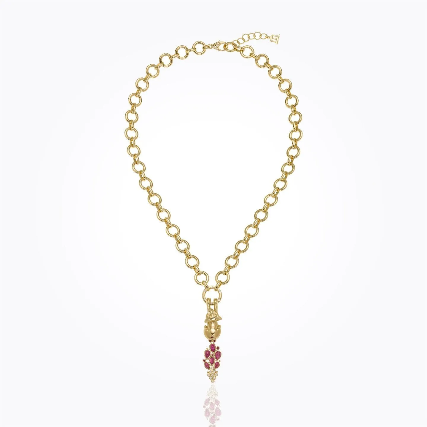 18K Fox Tail Jean D'Arc Necklace with ruby and diamond