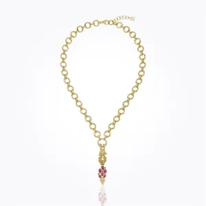 18K Fox Tail Jean D'Arc Necklace with ruby and diamond