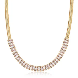 18K Gold Plated Crystal Herringbone Necklace