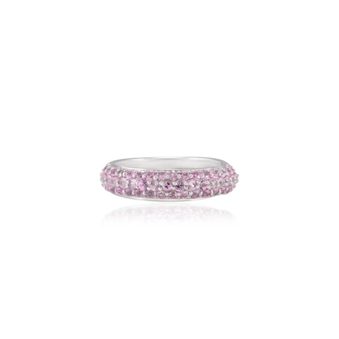 18K Pink sapphire Dome Style Band