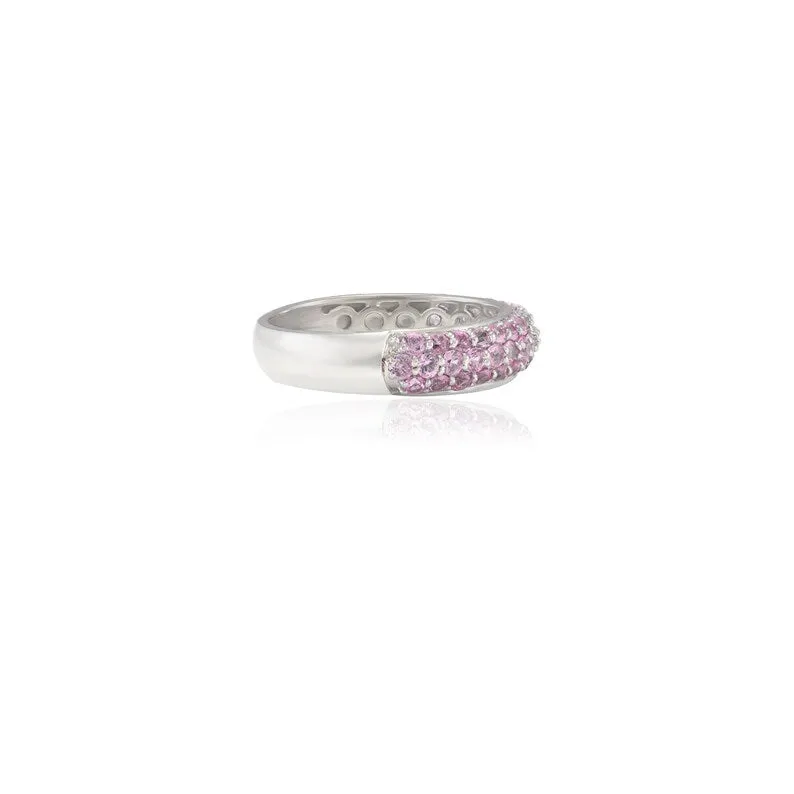 18K Pink sapphire Dome Style Band