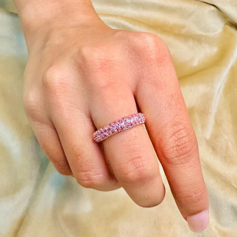 18K Pink sapphire Dome Style Band