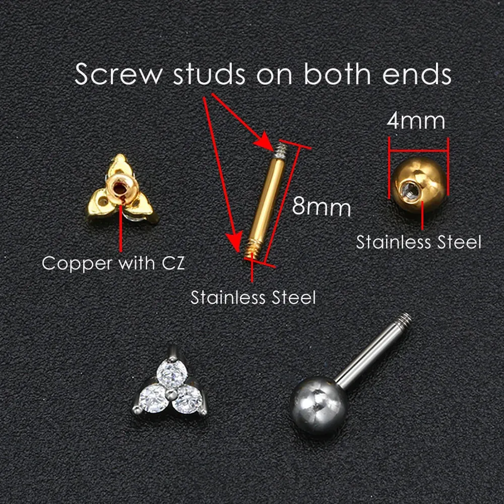 1PC Helix Ear Piercing Stud Earrings for Women Zircon Star Ear Tragus Cartilage Piercing Accessories Jewelry Gift Drop Shipping