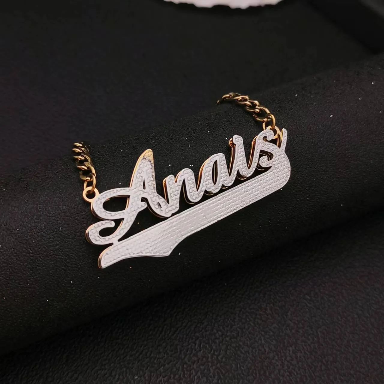 3D Double Plate Custom Nameplate Necklace Gold Plate Pendant Personalized Name Necklace