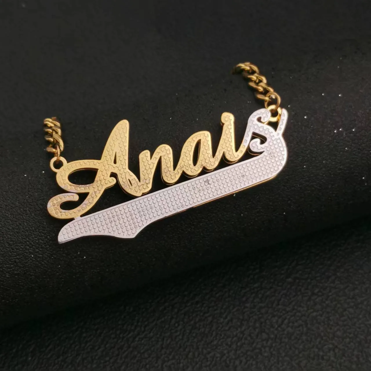 3D Double Plate Custom Nameplate Necklace Gold Plate Pendant Personalized Name Necklace