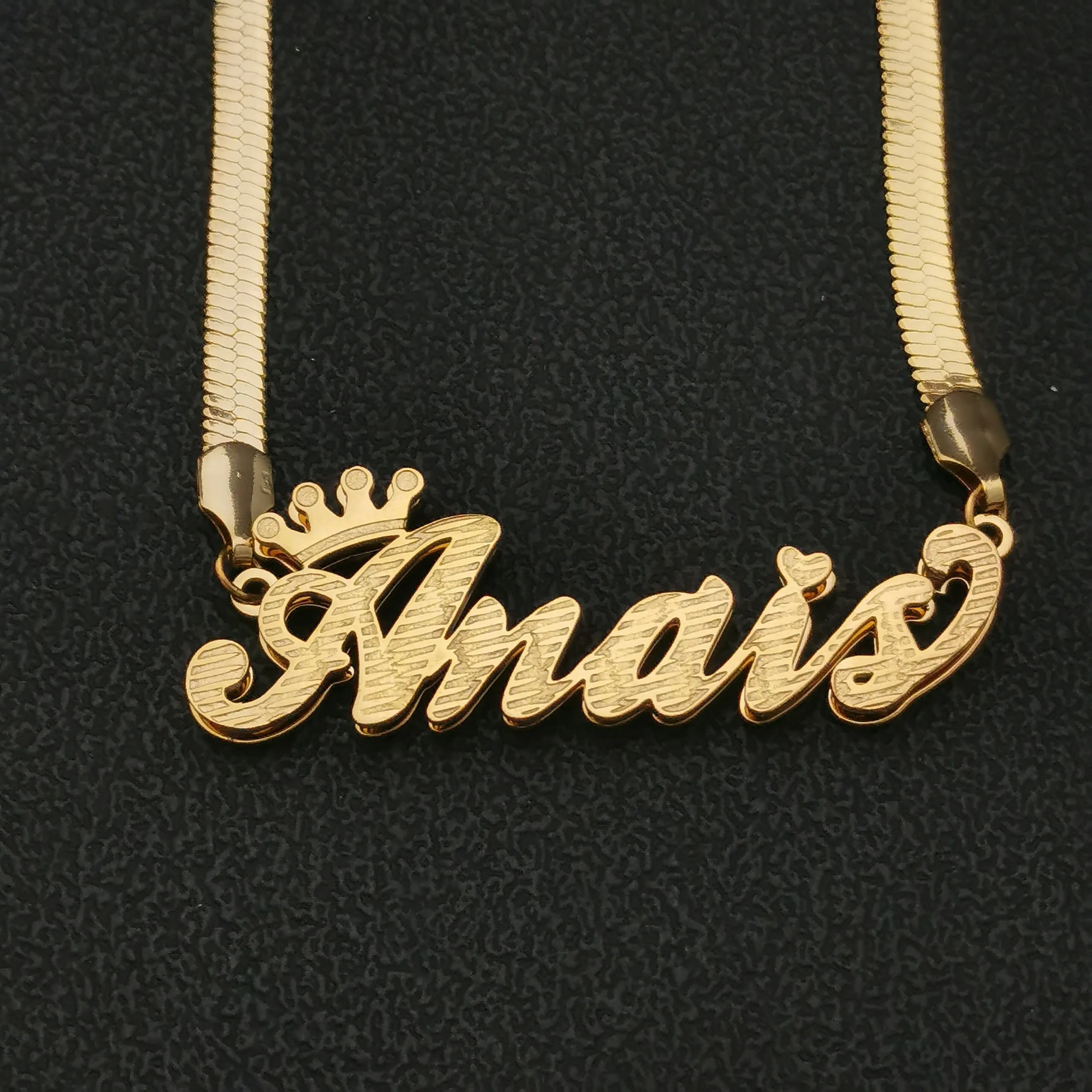 3D Double Plate Custom Nameplate Necklace Gold Plate Pendant Personalized Name Necklace