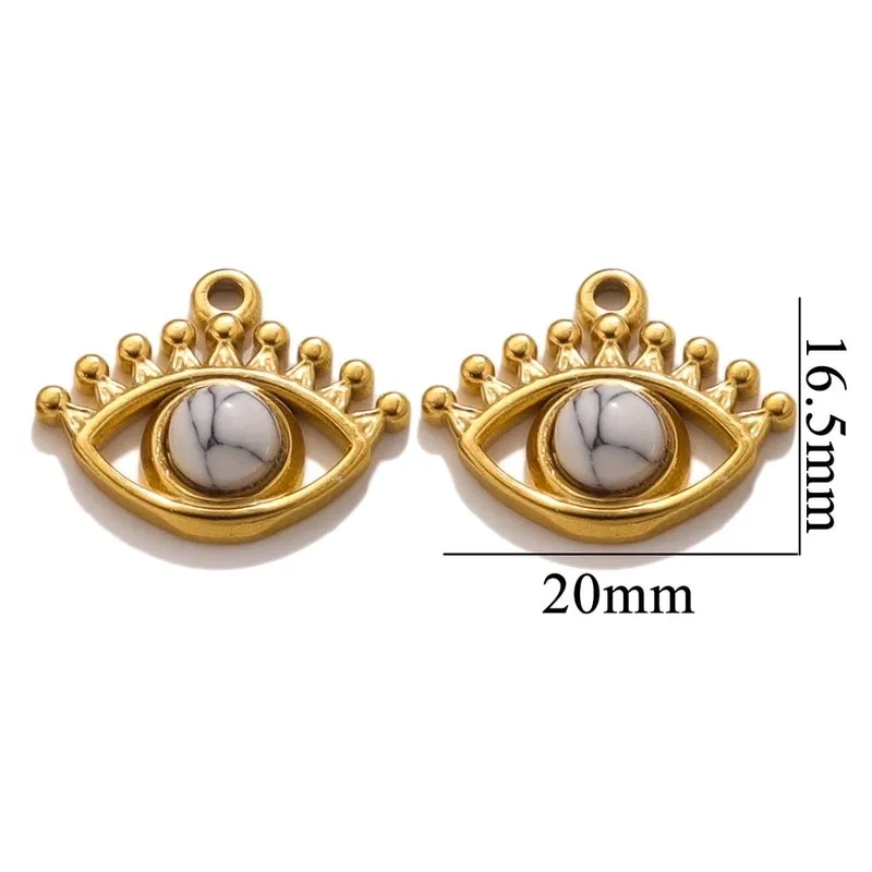 5 Pcs/package Simple Style Devil's Eye Stainless Steel Plating Inlay Pendant Jewelry Accessories