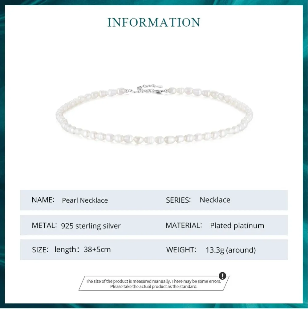 925 Sterling Silver Natural Pearl Necklace Irregular Fresh Water Pearl Neck Chain for Women Elegent Fine Jewelry