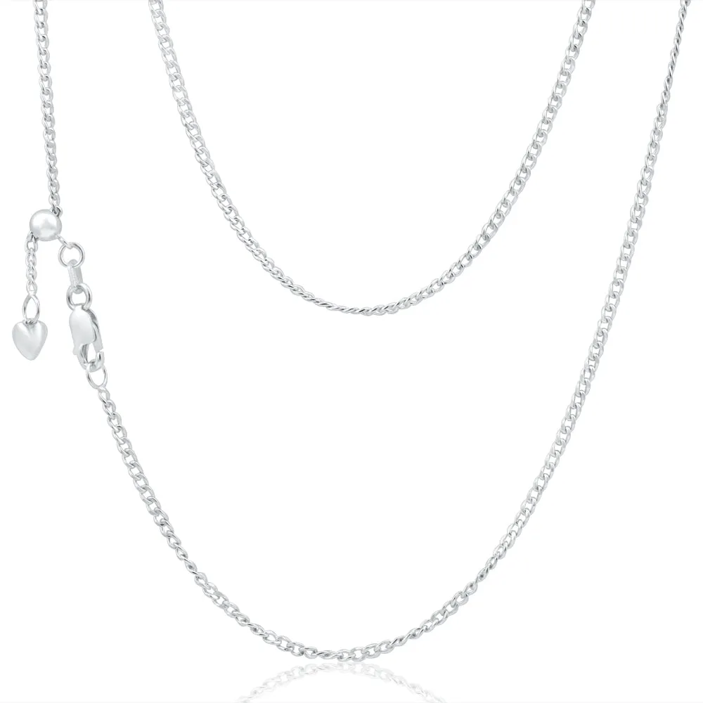 9ct Elegant White Gold Silver Filled Curb Chain