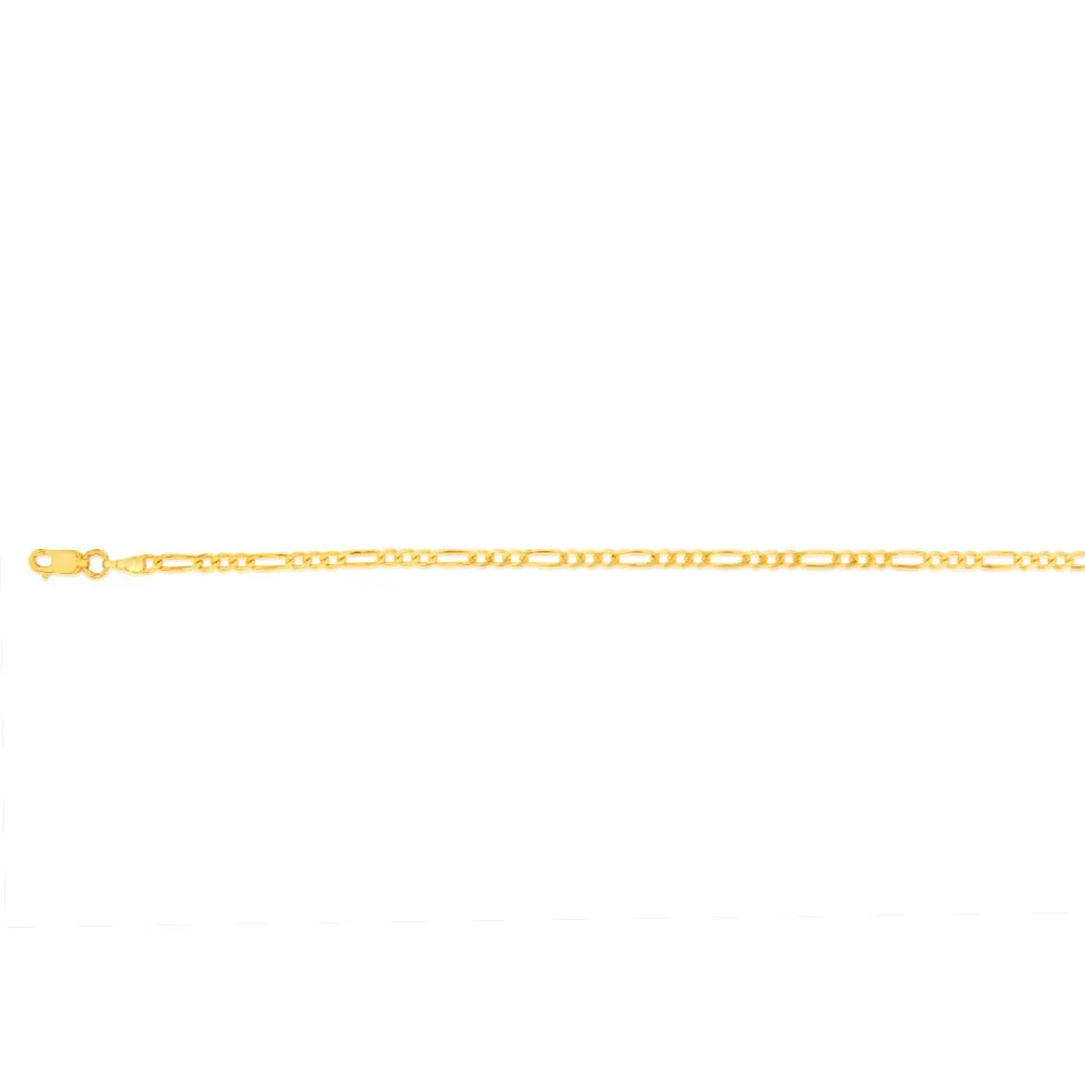 9ct Yellow Gold Fancy 70 Gauge 27cm Figaro 1:3 Anklet